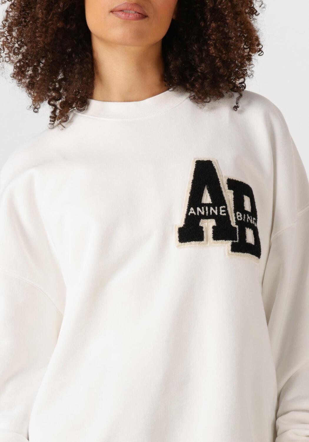 Witte ANINE BING Sweater MILES OVERSIZED SWEATSHIRT LETTERMAN - large