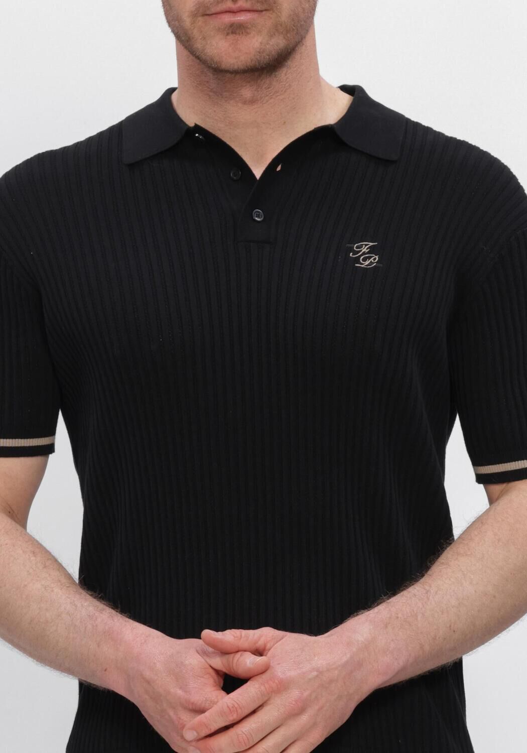 Zwarte FILLING PIECES Polo FINE KNIT POLO - large