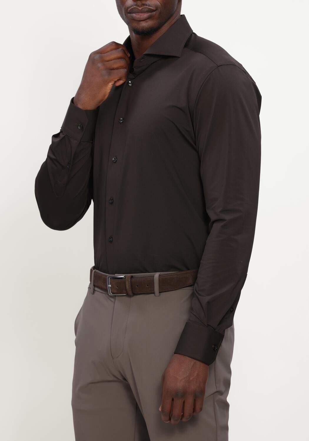Bruine XACUS Casual overhemd ACTIVE SHIRT 520ML - large