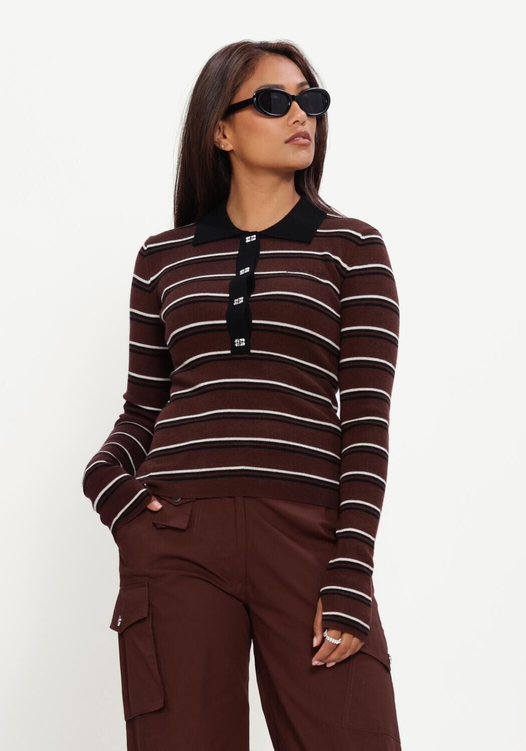 Multi GANNI Broeken MINI RIBBED MERINO POLO - large