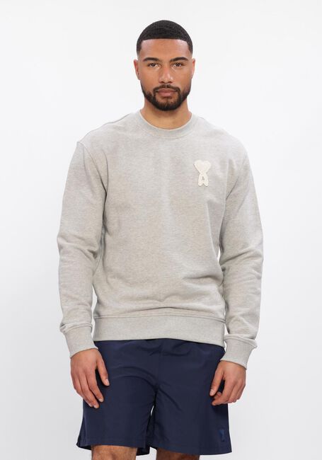 Grijze AMI PARIS Sweater CREWNECK CLASSIC FIT WITH AMI DE COEUR KNITTED PATCH - large