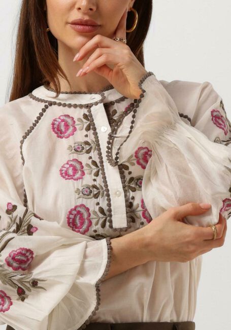 Gebroken wit SUMMUM Blouses TOP FLOWER EMBROIDERY - large