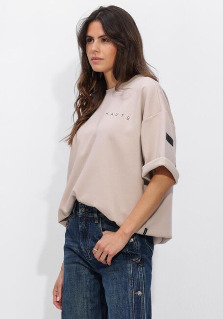 Beige HAUTE L'AMITI&Eacute; Sweater MAXI SPLIT SS LOGO SWEAT - large