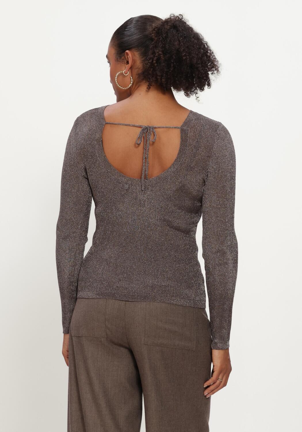 Grijze GESTUZ T-shirt SILVIGZ DEEP BACK BLOUSE - large