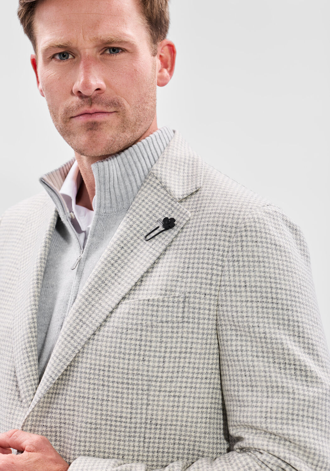 Lichtgrijze LARDINI Colberts GIACCA UOMO ICONIC DROP 7 REG - large