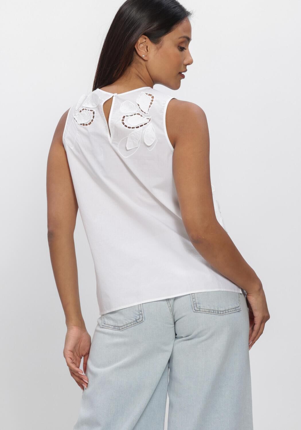 Witte LUISA CERANO Top BLUSENTOP MIT LOCHSTRICKEREI - large