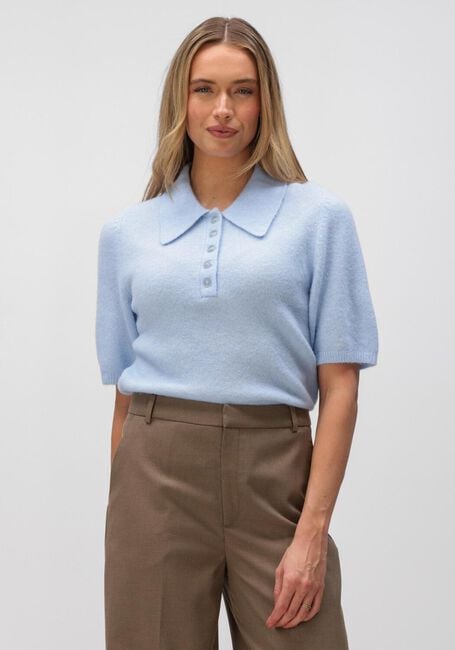 Lichtblauwe GESTUZ Trui GZALPHA SS POLO PULLOVER - large