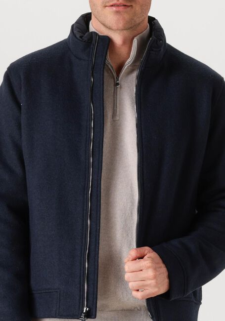Donkerblauwe WOOLRICH Jack KNITTED WOOL LEWIS BOMBER - large
