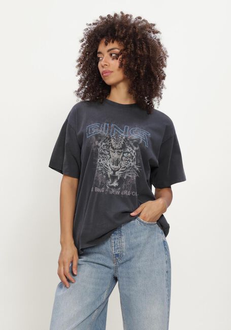 Donkergrijze ANINE BING T-shirt CADE TEE TIGER MUSE - large