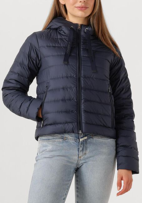 Donkerblauwe WOOLRICH Leren jas QUILTED HOODED JACKET - large
