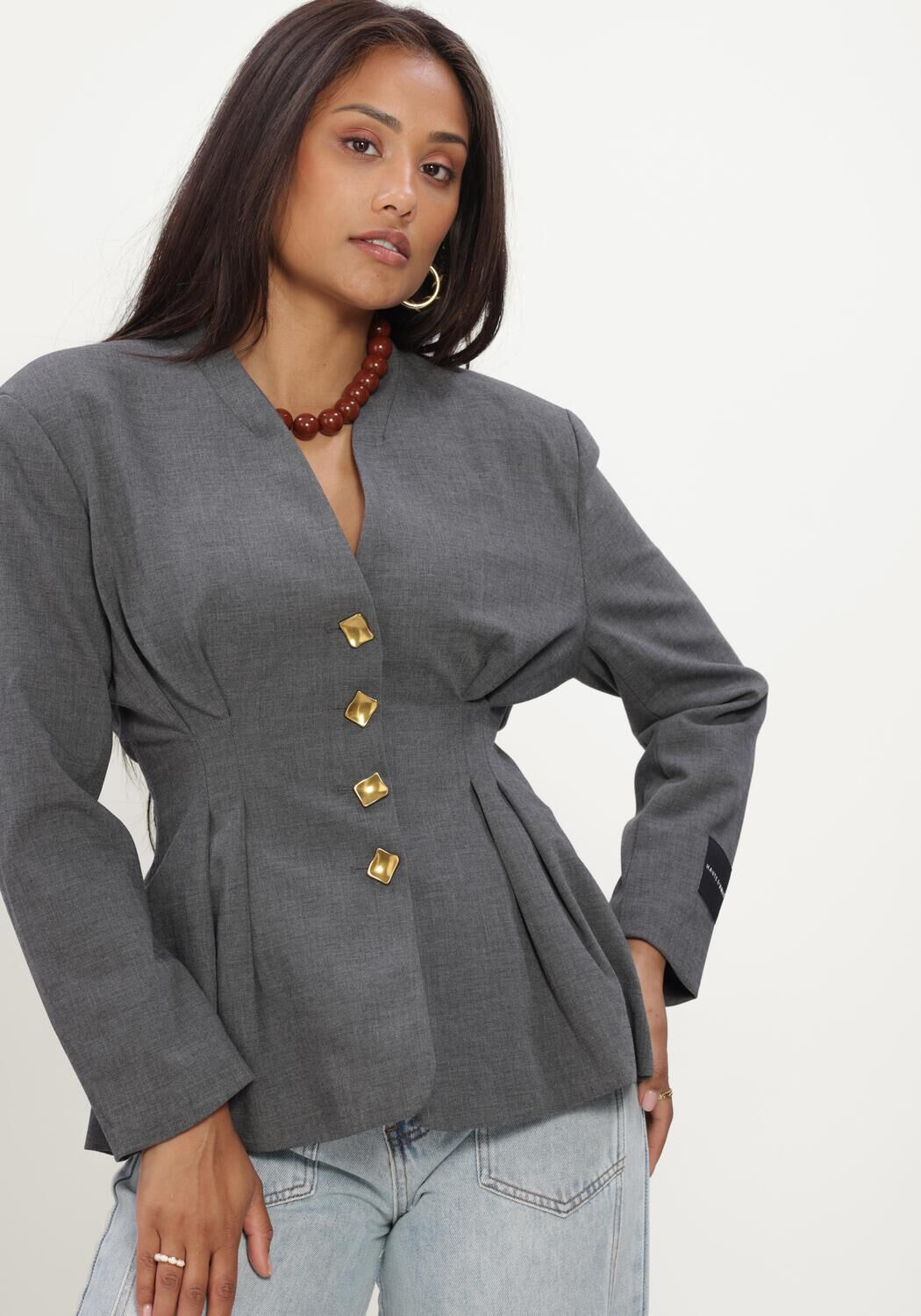 Grijze HAUTE L'AMITI&Eacute; Blazers ENNA WAIST PLEAT BLAZER - large