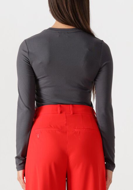 Donkergrijze ALIX THE LABEL Top LADIES KNITTED MODAL LONGSLEEVE TOP - large