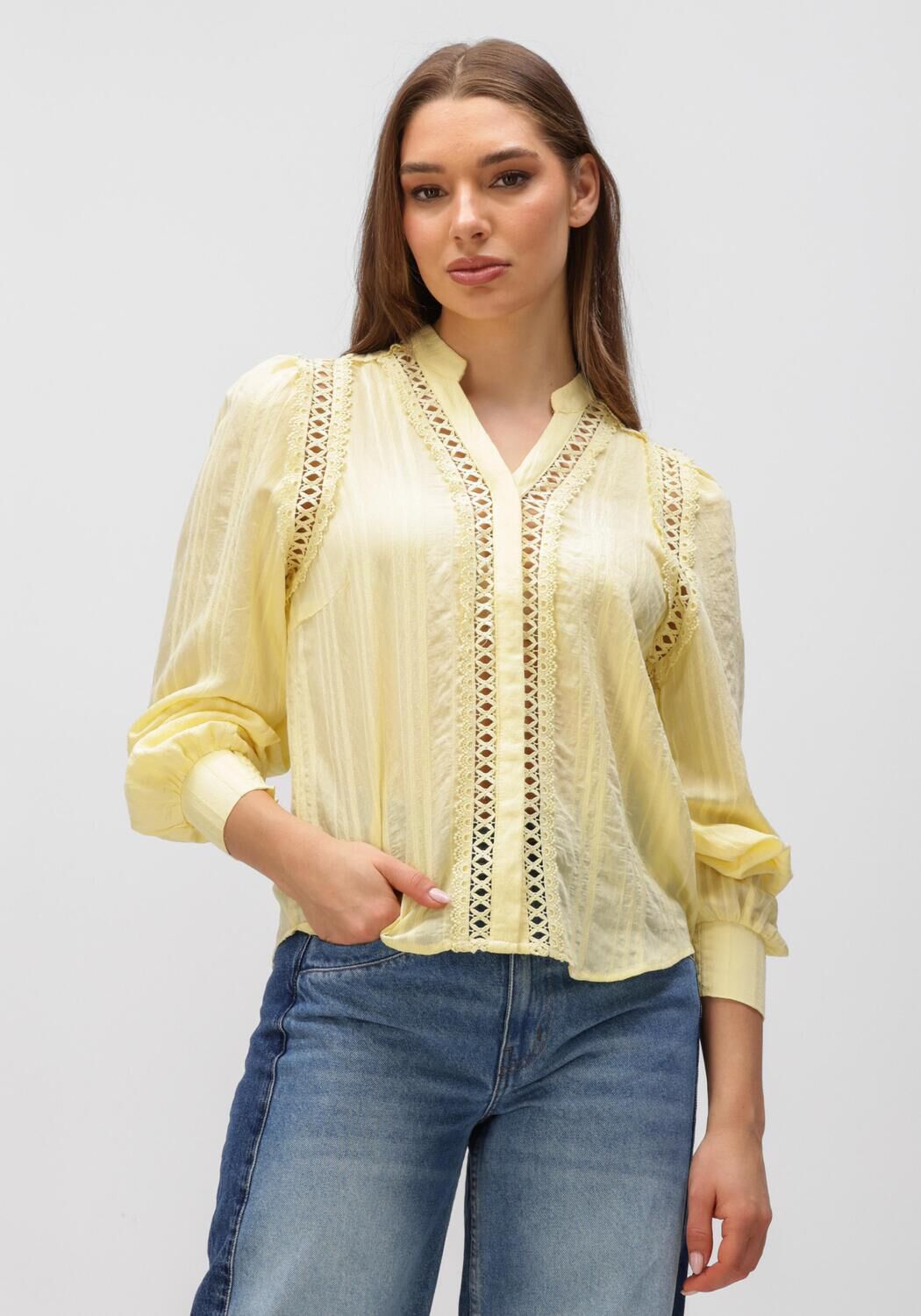 Gele CO'COUTURE Top KESI LACE V-SHIRT - large