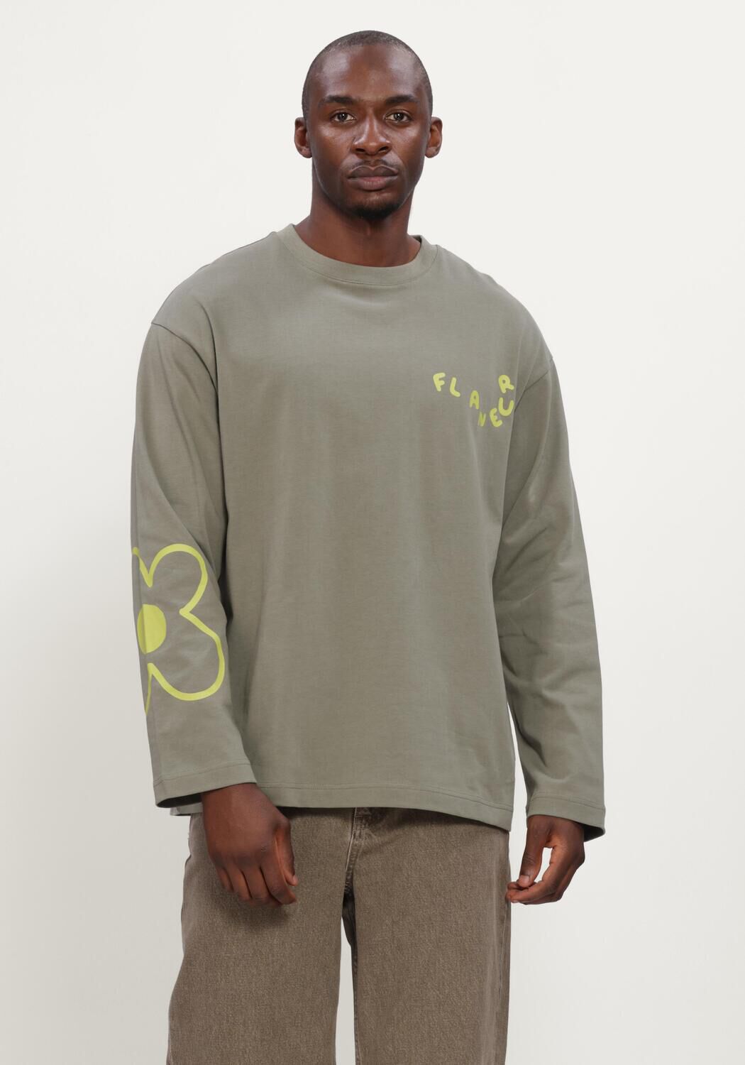 Beige FLANEUR T-shirt BLOSSOM LONG SLEEVE - large