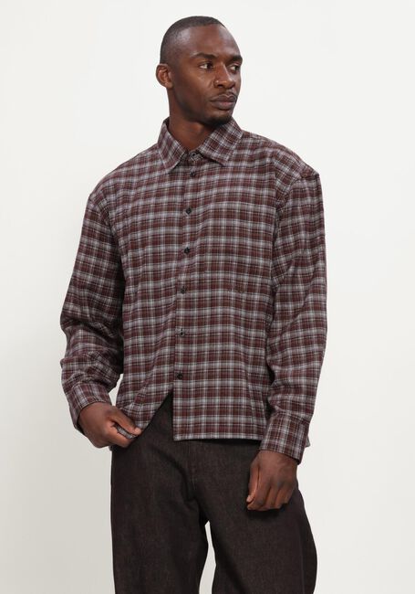 Bruine OLAF HUSSEIN Casual overhemd FLANNEL BOXY SHIRT - large