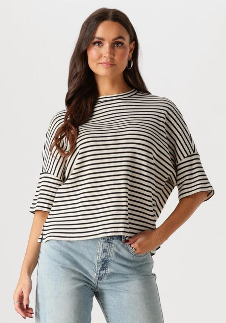 Zwarte SUMMUM T-shirt BOXY TOP STRIPE WAFFLE - large