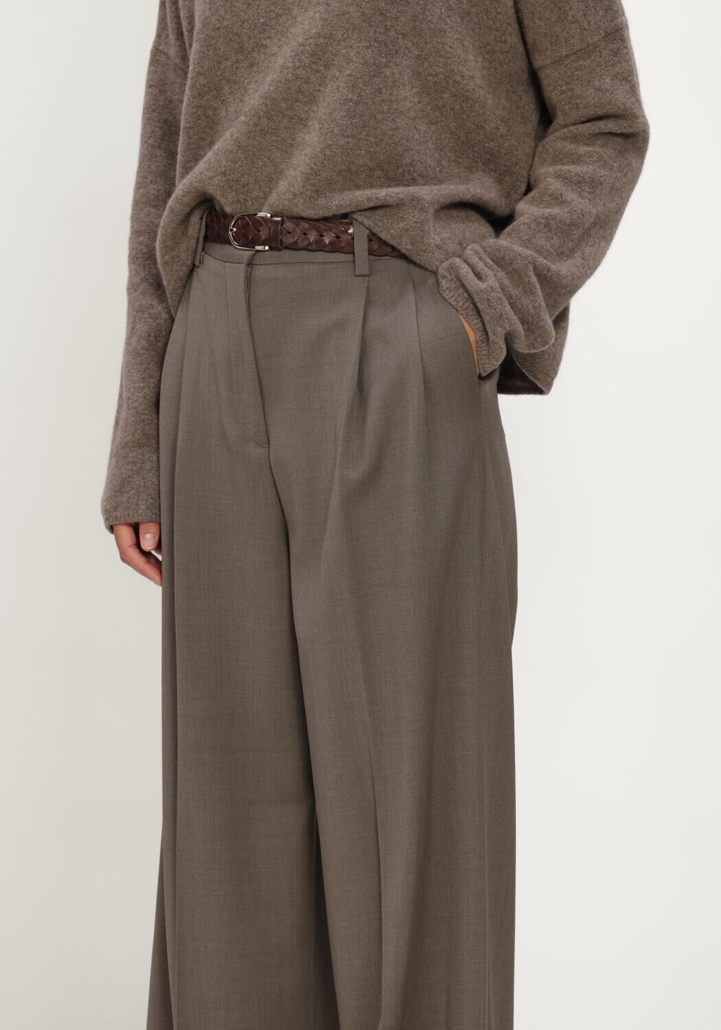 Taupe FILIPPA K Wijde broek DARCEY WOOL TROUSERS - large