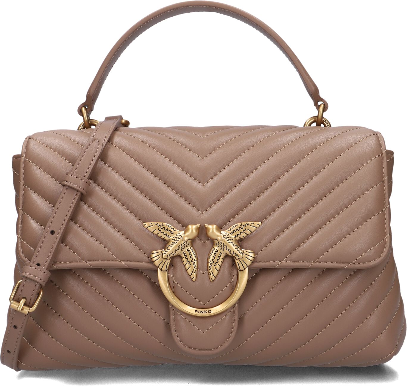 Pinko Pinko Schoudertas Dames Love Lady Puff, Materiaal: Leer, Kleur: Taupe