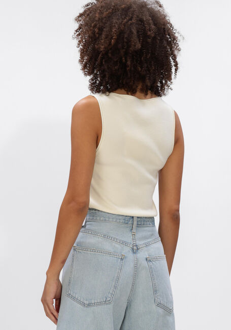 Ecru OLAF HUSSEIN Top RETRO LOGO SLEEVELESS KNIT - large