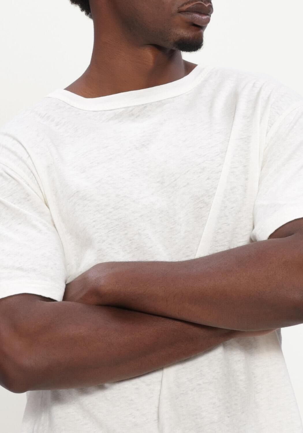 Ecru OLAF HUSSEIN T-shirt ESSENTIAL COTTON LINEN TEES - large