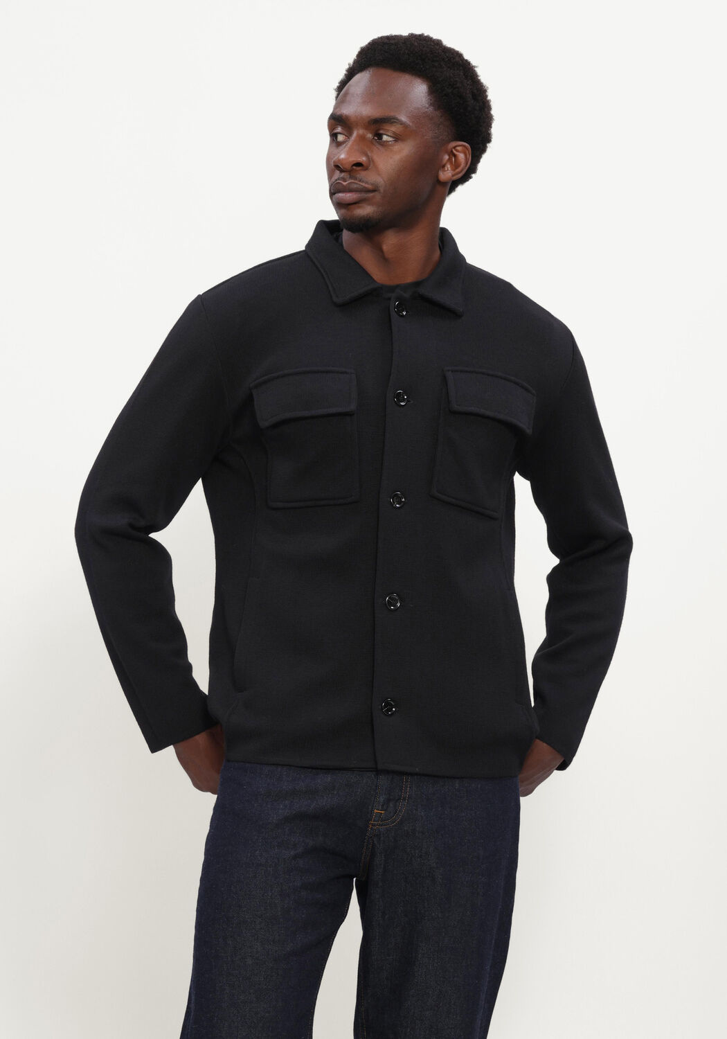 Zwarte LARDINI Overshirt GIACCA MAGLIA UOMO - large