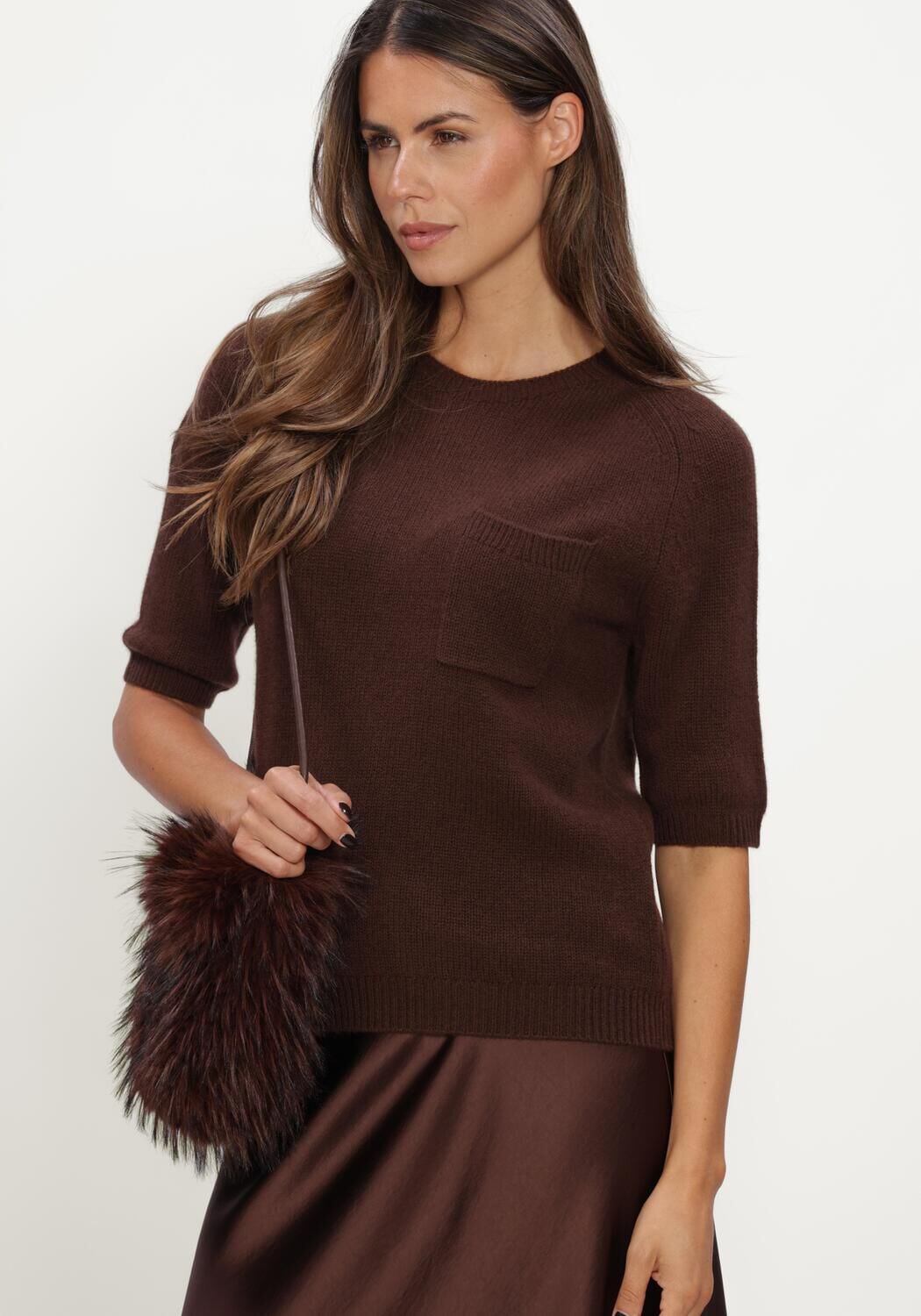 Bruine LUISA CERANO Top PULLOVER AUS KASCHMIR-MIX - large