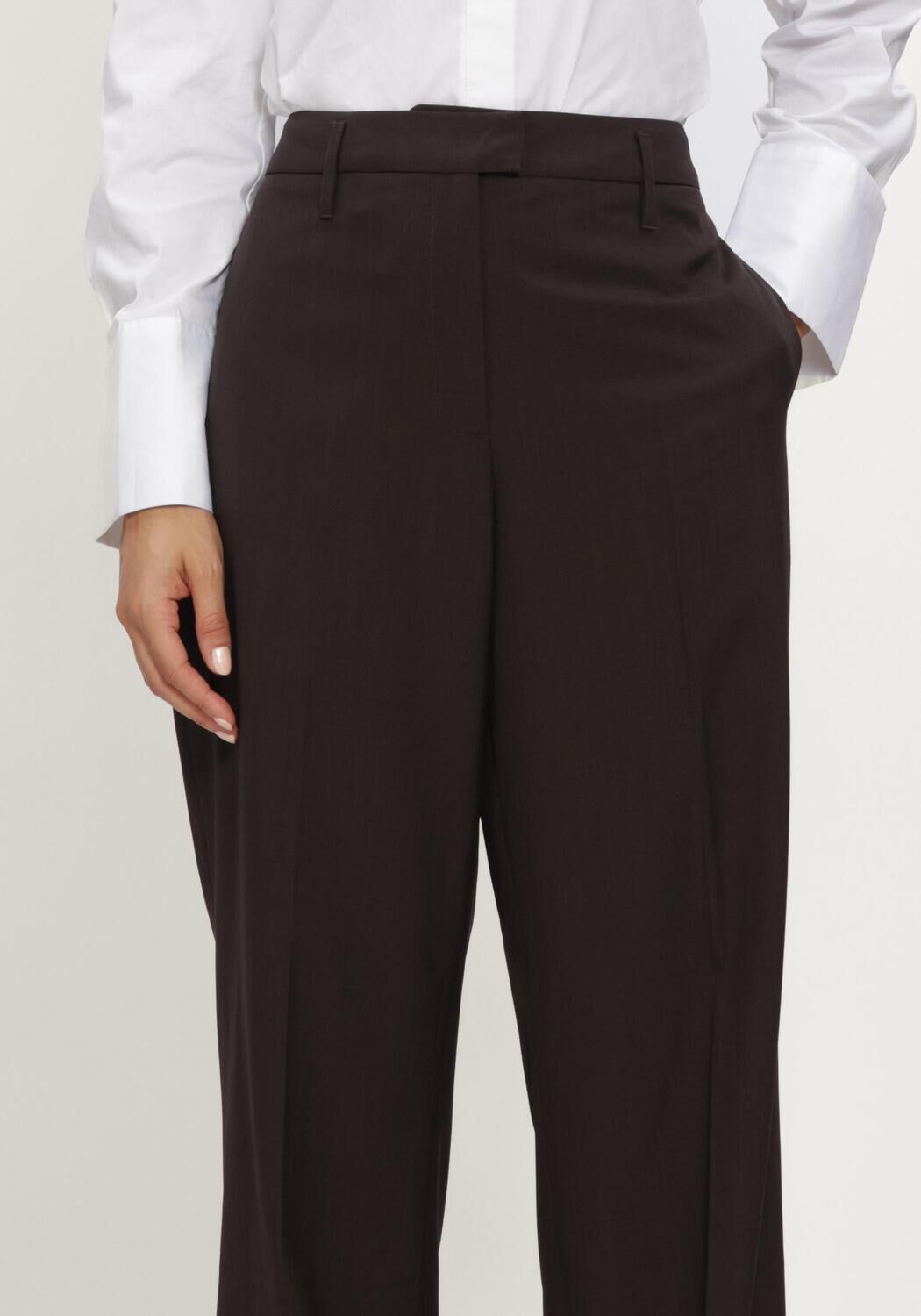 Bruine HERSKIND Wijde broek IVANO MID WAIST PANTS - large