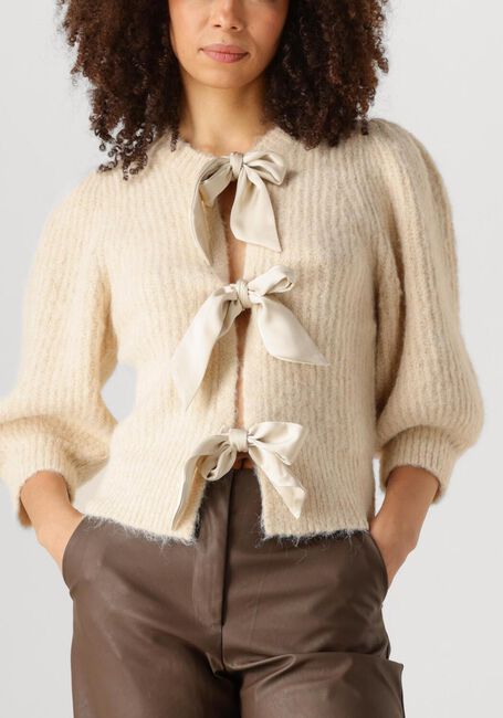 Ecru CO'COUTURE Trui CORALIE CC BOW RIB CARDIGAN - large
