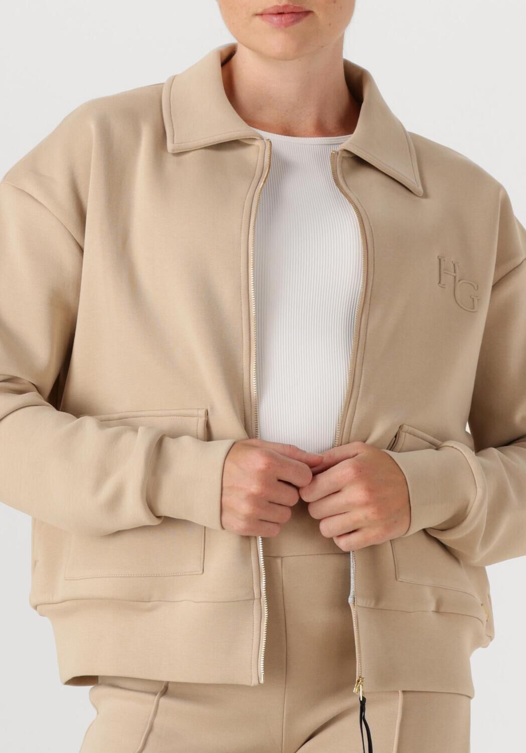 Beige HOUSE OF GRAVITY Vest TAILORED ZIP CARDIGAN - large