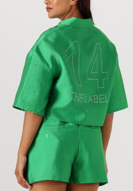 Groene ALIX THE LABEL Blouses LADIES WOVEN EMBELLISHED SATIN BLOUSE - large