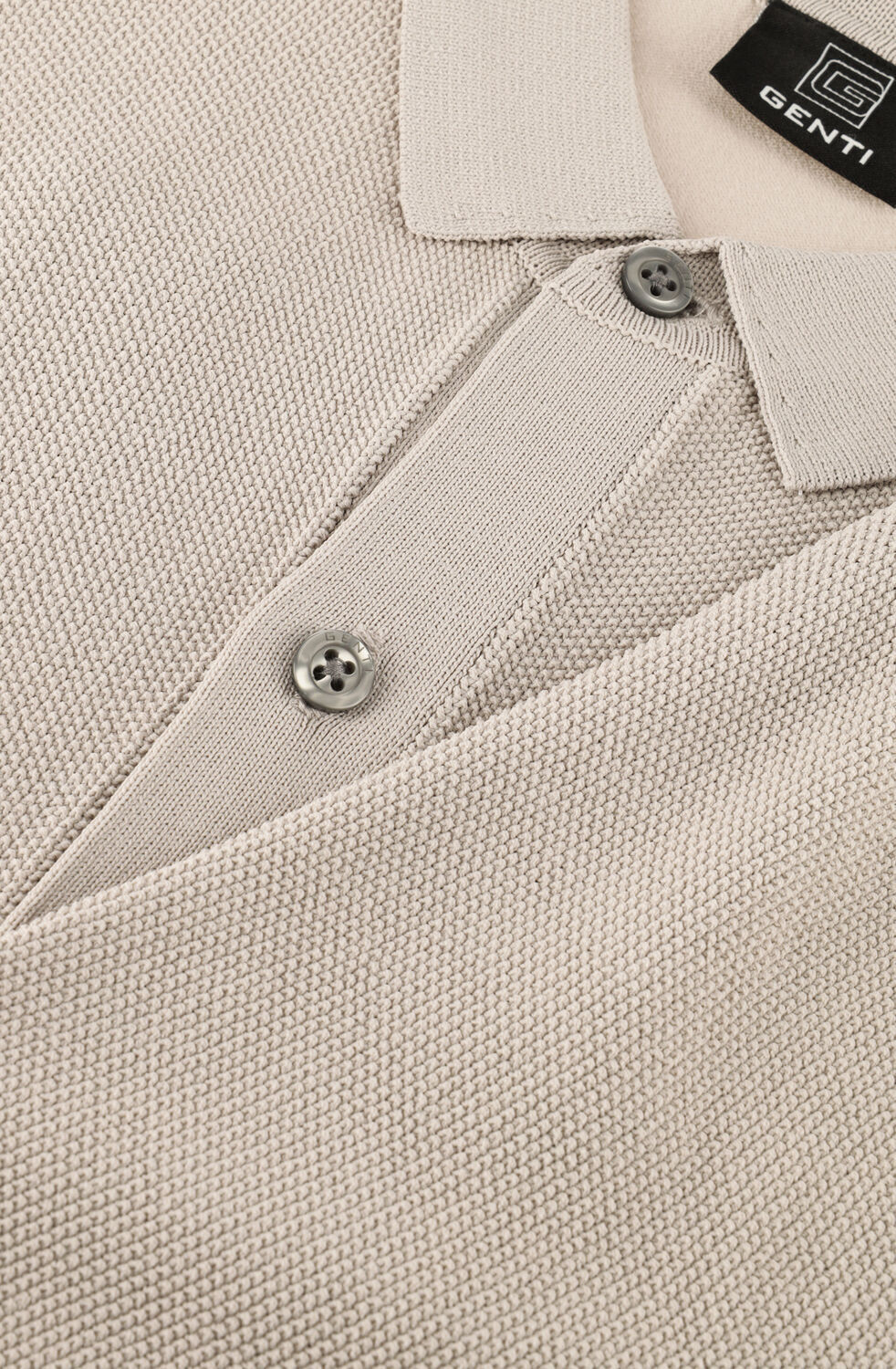 Beige GENTI Polo SHIRT 8 BUTTON SS 1260 - large