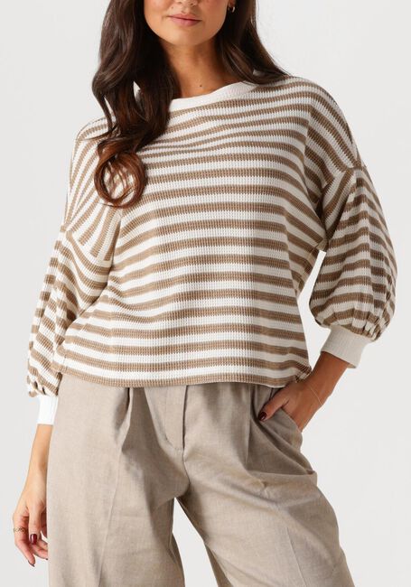 Beige SUMMUM Sweater JERSEY SWEATER WAFFLE LUREX STRIPE - large
