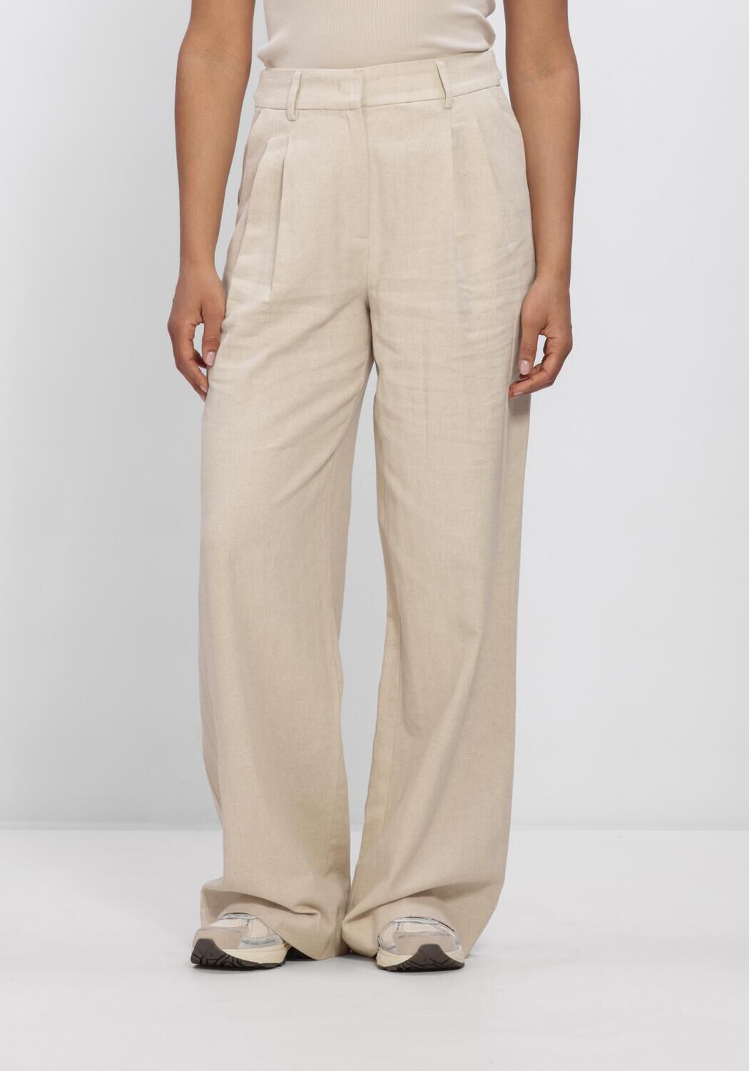 Beige CO'COUTURE Broeken LEENACC LINEN PLEAT LL PANT - large