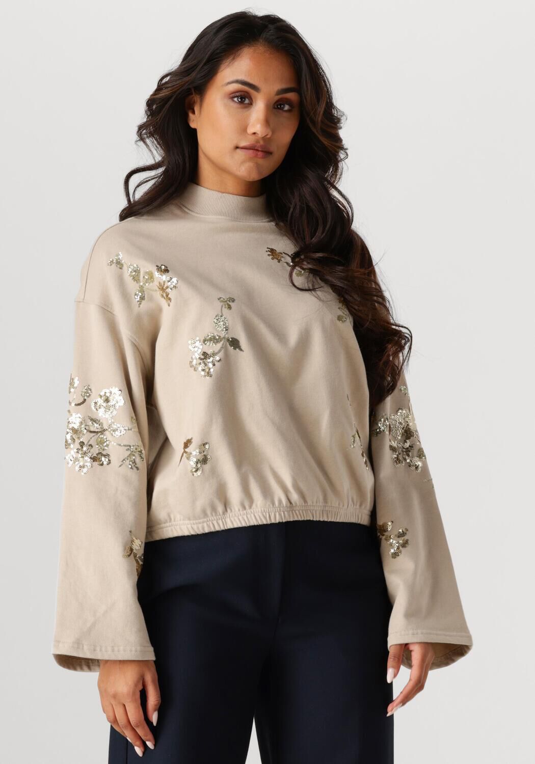 Summum Trui Dames Croped Embellished, Maat: L, Kleur: Beige afbeelding 1