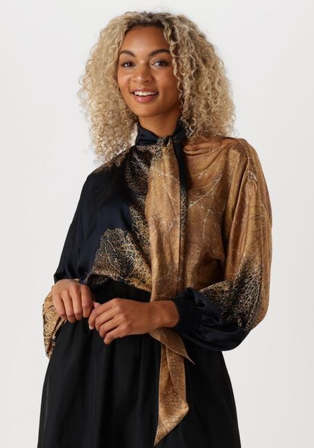 Bruine SUMMUM Blouses BOW TIE TOP BORDER PRINT - large