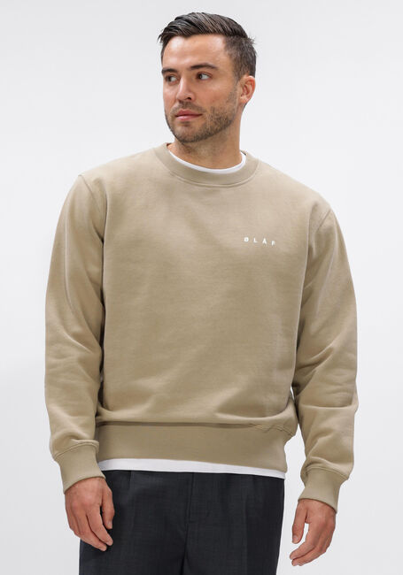 Beige OLAF HUSSEIN Sweater BRUSHSTROKE FACE CREWNECK - large