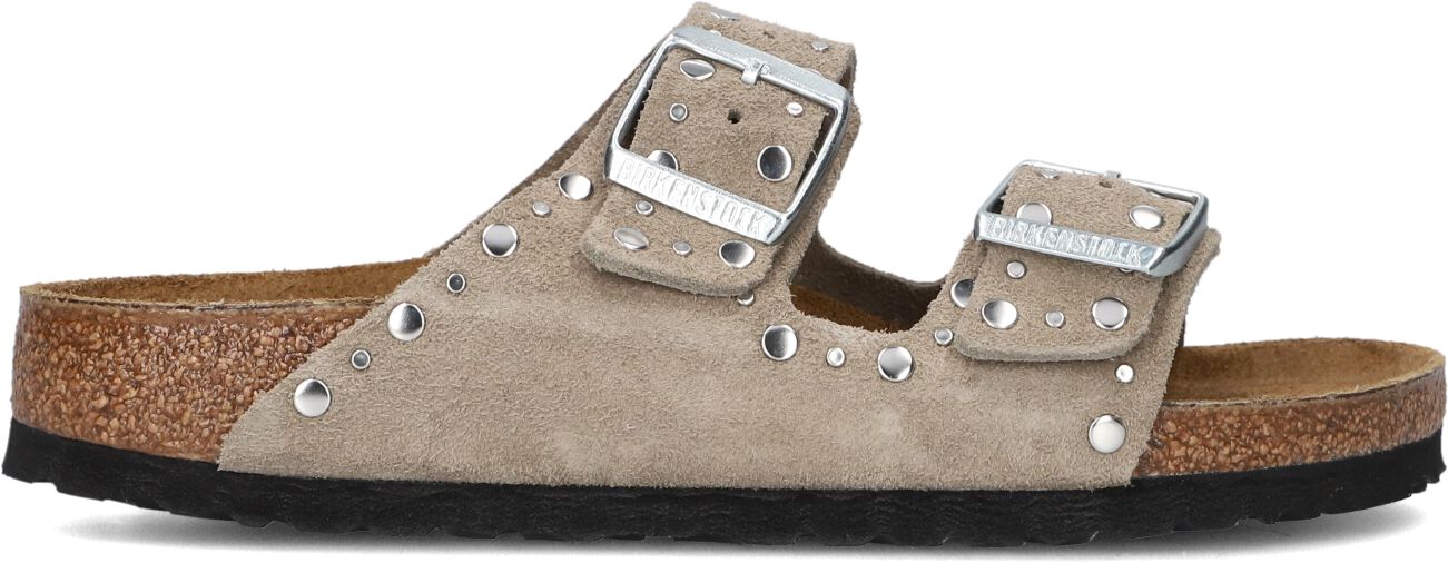 Birkenstock Slippers
Dames Arizona Rivet Border, Maat: 35, Materiaal: Suède, Kleur: Beige