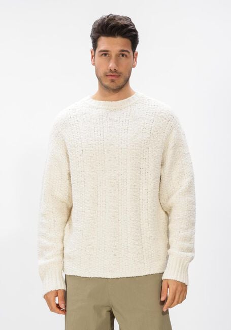 Witte OLAF HUSSEIN Trui TEXTURED BOXY KNITTED CREWNECK - large