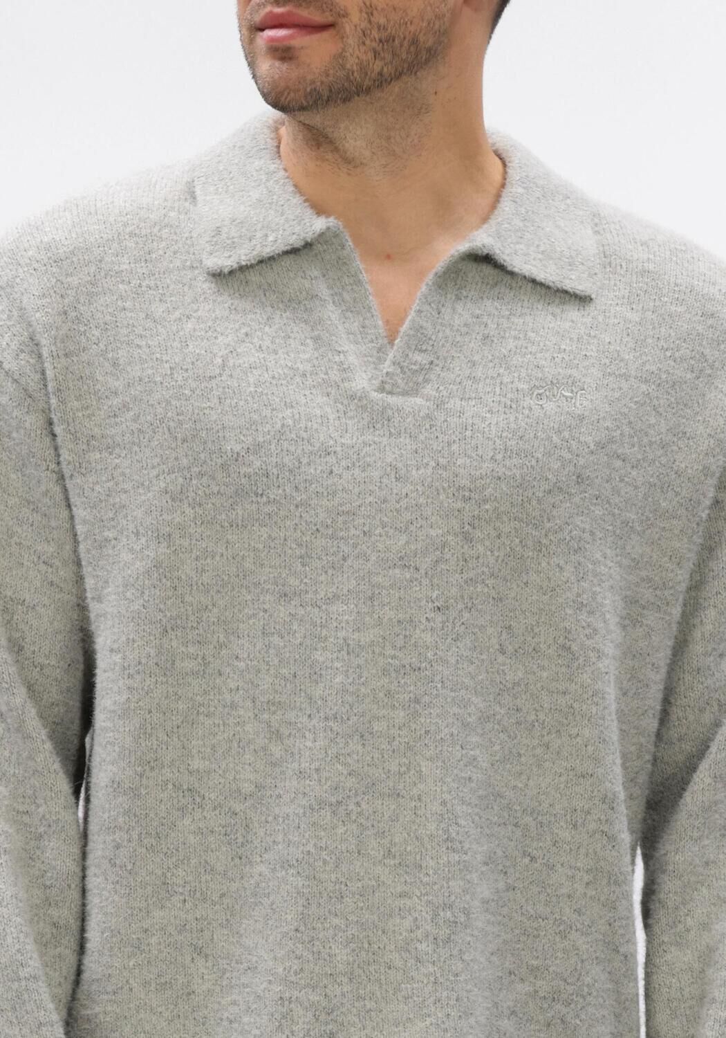 Lichtgrijze OLAF HUSSEIN Polo SIGNATURE KNITTED POLO - large