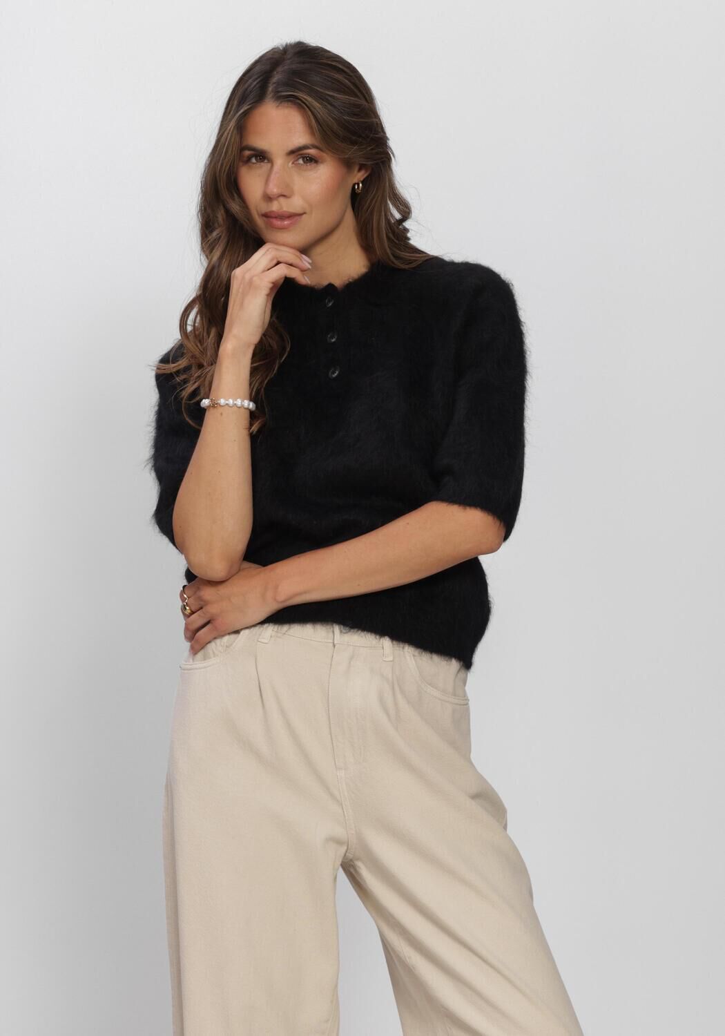 Zwarte KNIT-TED Tops & T-shirts SHERMAN TOP - large