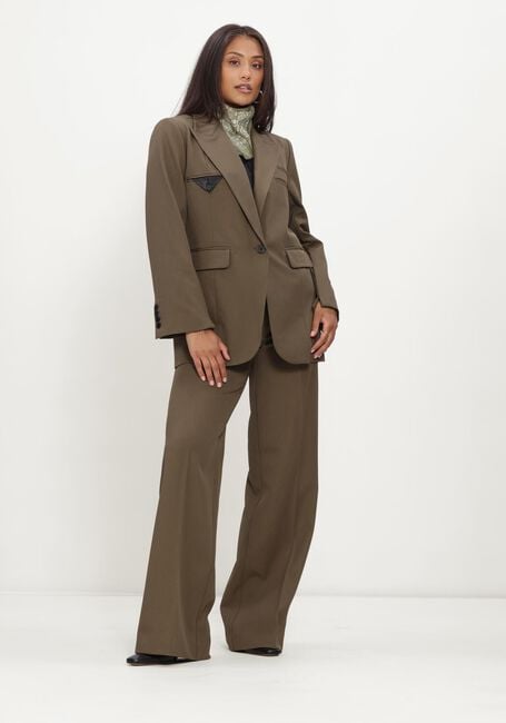 Donkergroene HAUTE L'AMITI&Eacute; Pantalon PREMIERE PLAIN TALL PANT - large