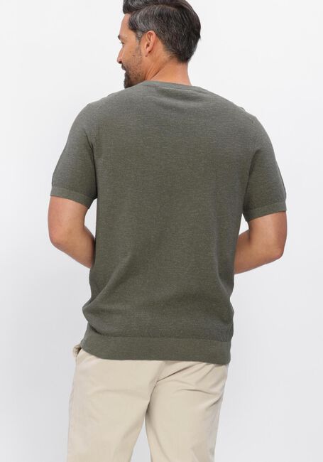 Donkergroene PROFUOMO Polo T-SHIRT CREW NECK COTTON LINEN - large