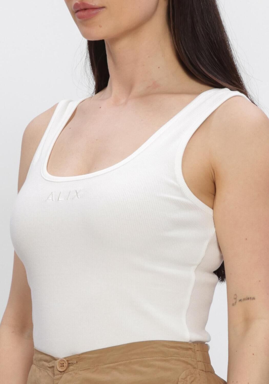 Witte ALIX THE LABEL Top LADIES KNITTED RIB TANKTOP - large