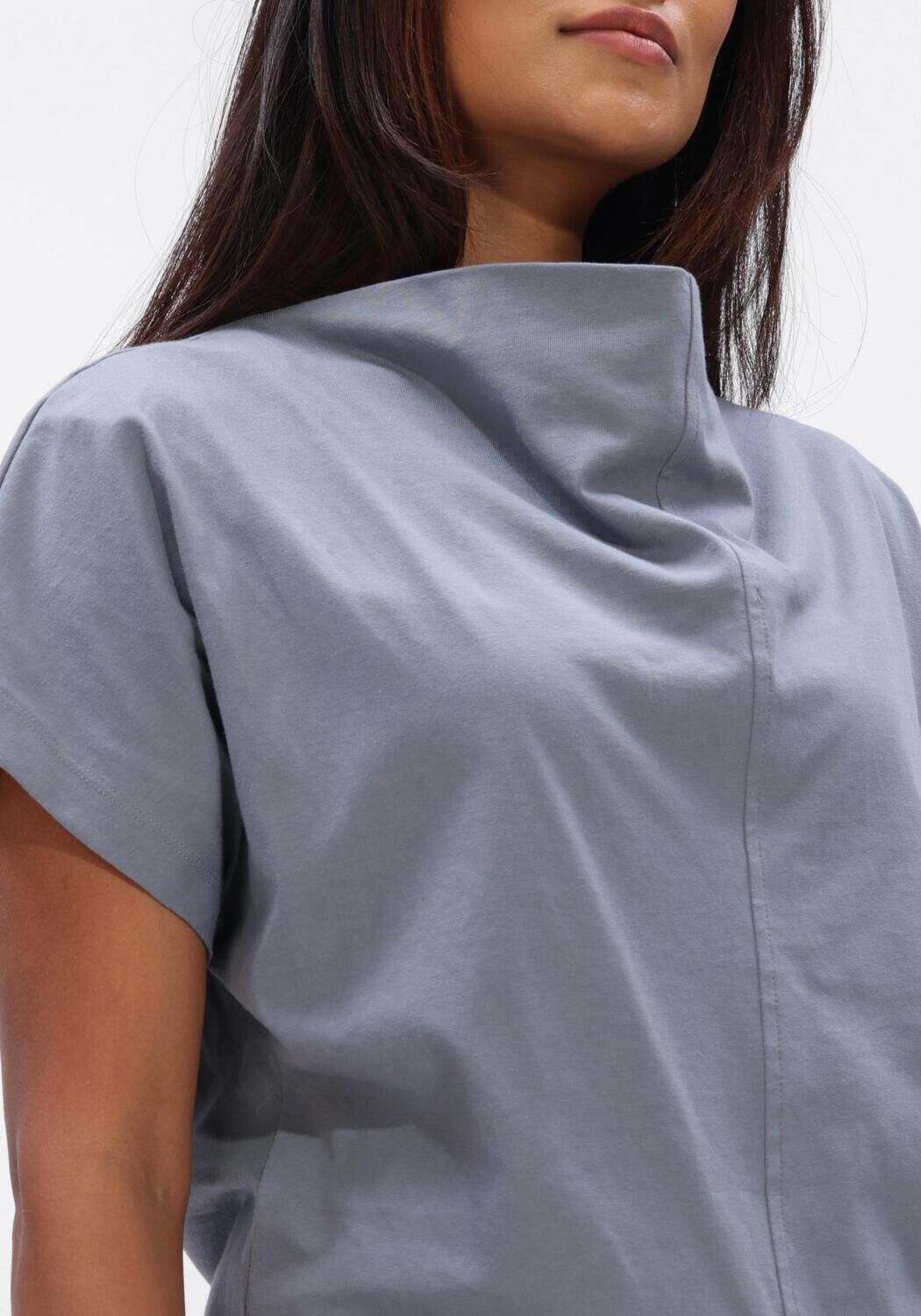 Blauwe CLOSED Top DRAPED NECK T-SHIRT - large