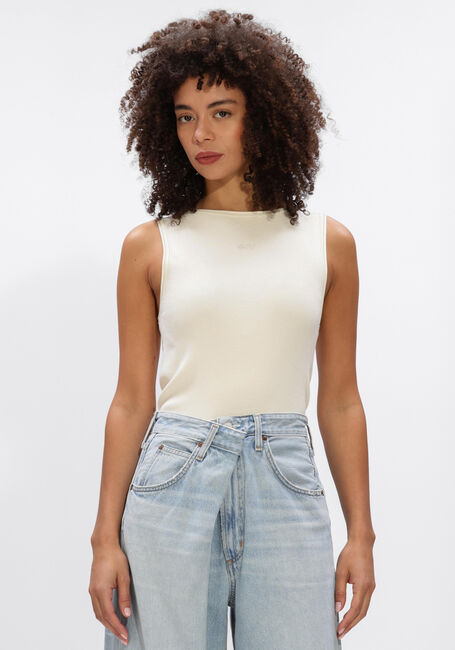 Ecru OLAF HUSSEIN Top RETRO LOGO SLEEVELESS KNIT - large