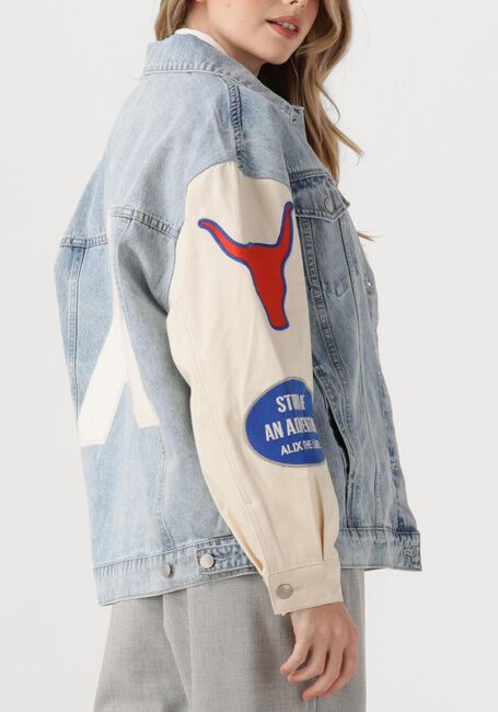 Blauwe ALIX THE LABEL Spijkerjas LADIES WOVEN MIXED SLEEVES DENIM JACKET - large