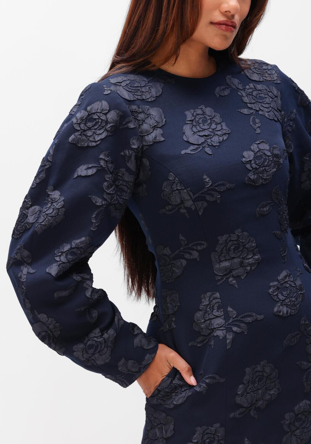 Donkerblauwe ROTATE Mini jurk JACQUARD MINI DRESS - large