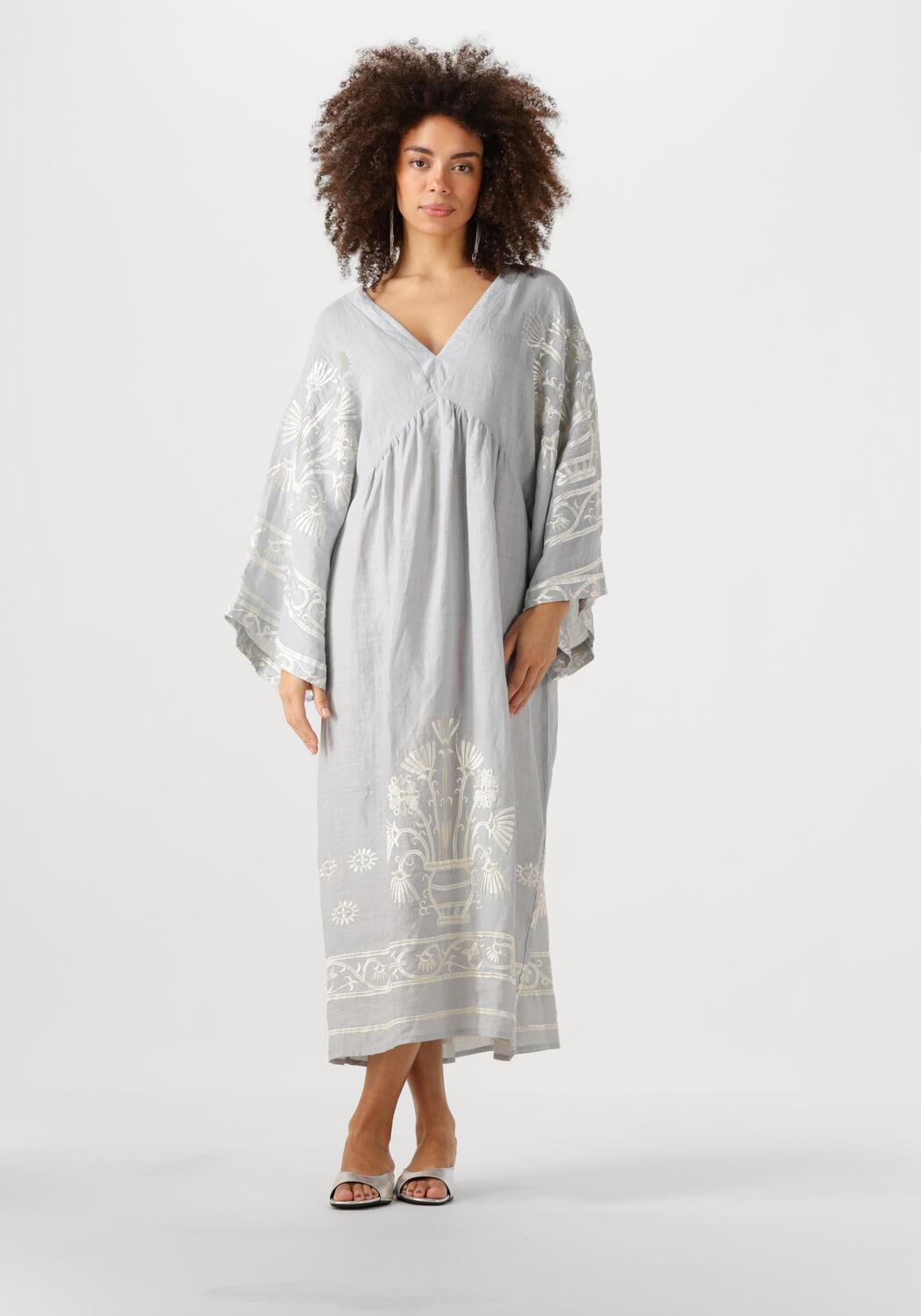 Greek Archaic Kori Maxi Jurk Dames 430582, Maat: M, Kleur: Lichtgrijs afbeelding 1