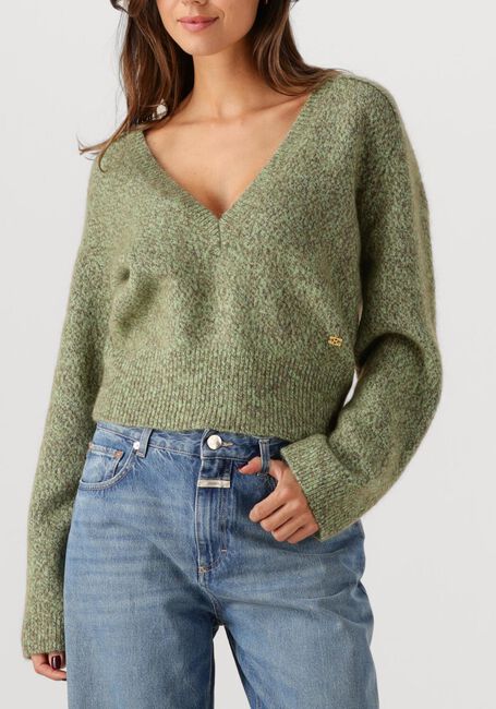 Groene GANNI Trui BRUSHED MOHAIR MIX DEEP V-NECK - large