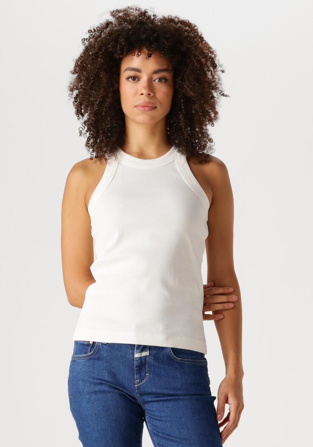 Closed Top Dames Racer Tank Top, Maat: L, Kleur: Ecru